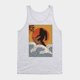 Japanese Vintage Kanagawa Art - Surfing Bigfoot Hanging Ten Tank Top